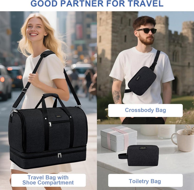 ITIEZY Garment Duffle Bag for Travel - Convertible Carry on Garments Duffel Bags Travel Bag for Women Men Large Weekender Bag with Shoes Compartment 3 in 1 Hanging Clothes Suit Dress Bag 3pcs Set - Image 2